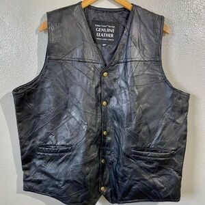 Biker Western Black Leather Vest 2XL XXL Rider Navarre Leather Company Cruiser